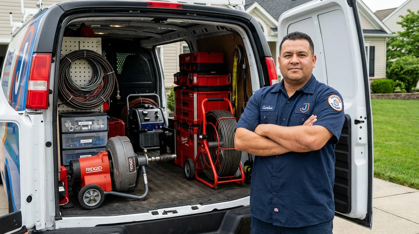 Professional drain cleaning equipment and Johns Plumbing LLC plumber in Edgerton